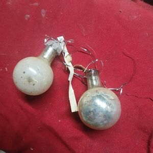 2 Vintage Round White Mercury Glass Miniature Ornaments, One Has No Top